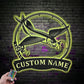 Custom Name Flying Fishing Fish Pole Metal Wall Signs With RGB Led Light