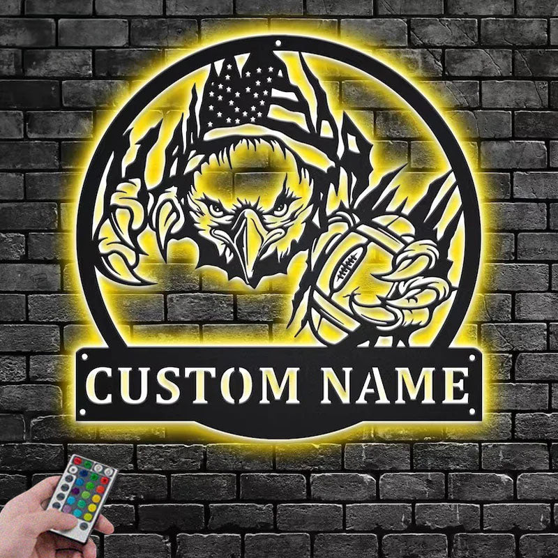 Custom Name Football Player Name Sign Decoration For Room, Metal Wall Signs With RGB Led Light