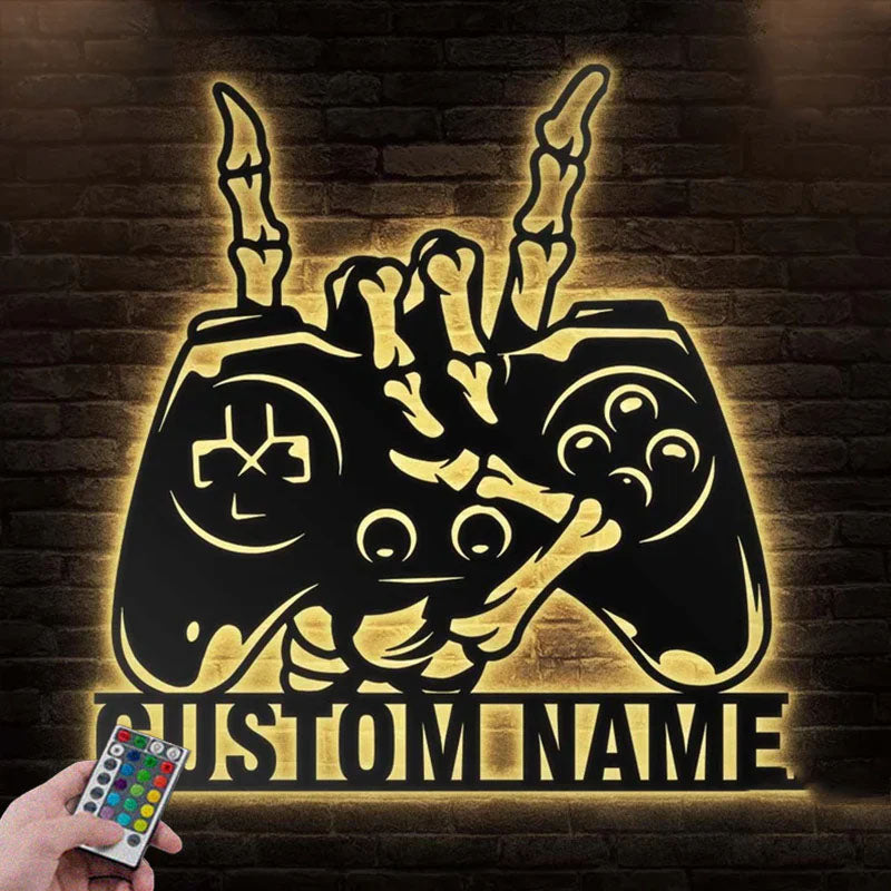 Custom Name Game Zone Metal Wall Signs With RGB Led Light