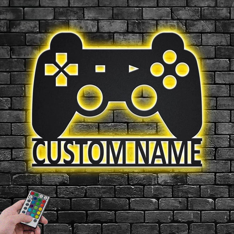 Custom Name Gamer Name Sign Decoration For Room Metal Wall Signs With RGB Led Light