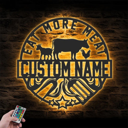 Custom Name Grill Metal Wall Signs With RGB Led Light
