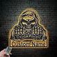 Custom Name Grim Reaper Skull Skeleton Metal Wall Signs With RGB Led Light
