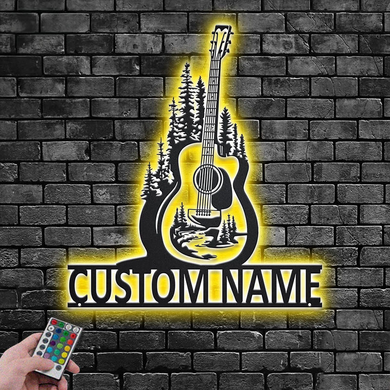 Custom Name Guitarist Name Sign Decoration For Room, Metal Wall Signs With RGB Led Light