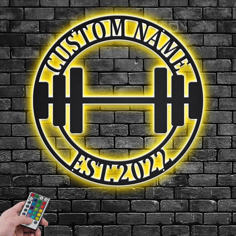 Custom Name Gymer Name Sign Decoration For Room, Metal Wall Signs With RGB Led Light