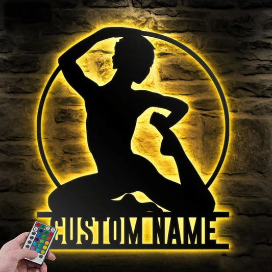 Custom Name Gymnastics Name Sign Decoration Gymnastics Lover Metal Wall Signs With RGB Led Light