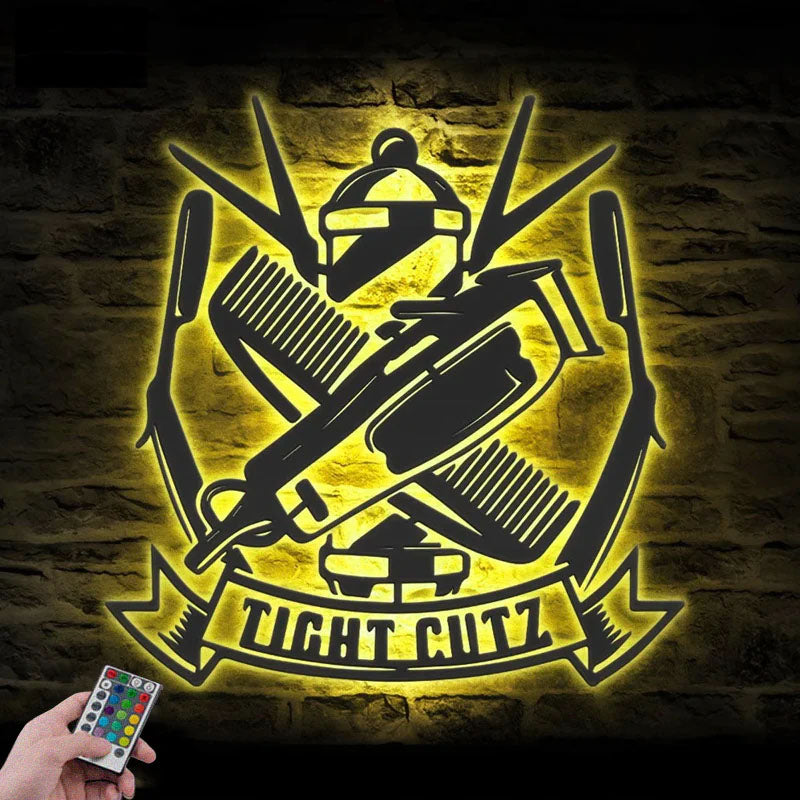 Custom Name Hair Stylist Name Sign Home Decor, Metal Wall Signs With RGB Led Light