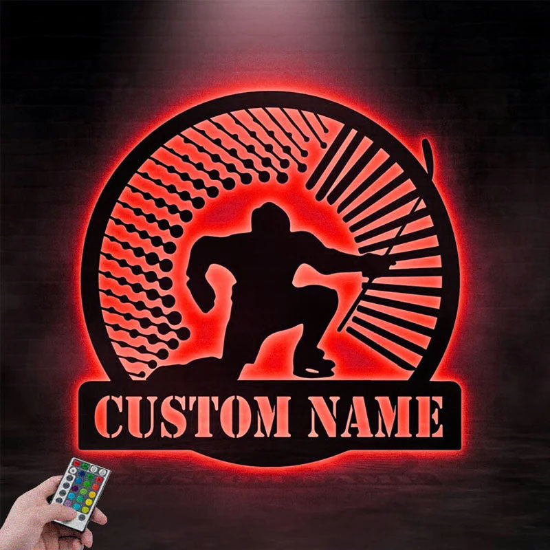 Custom Name Hockey LED Metal Art Sign, Metal Wall Signs With RGB Led Light