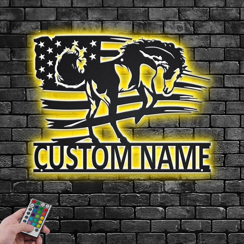 Custom Name Horse Name Sign Decoration For Room, Metal Wall Signs With RGB Led Light