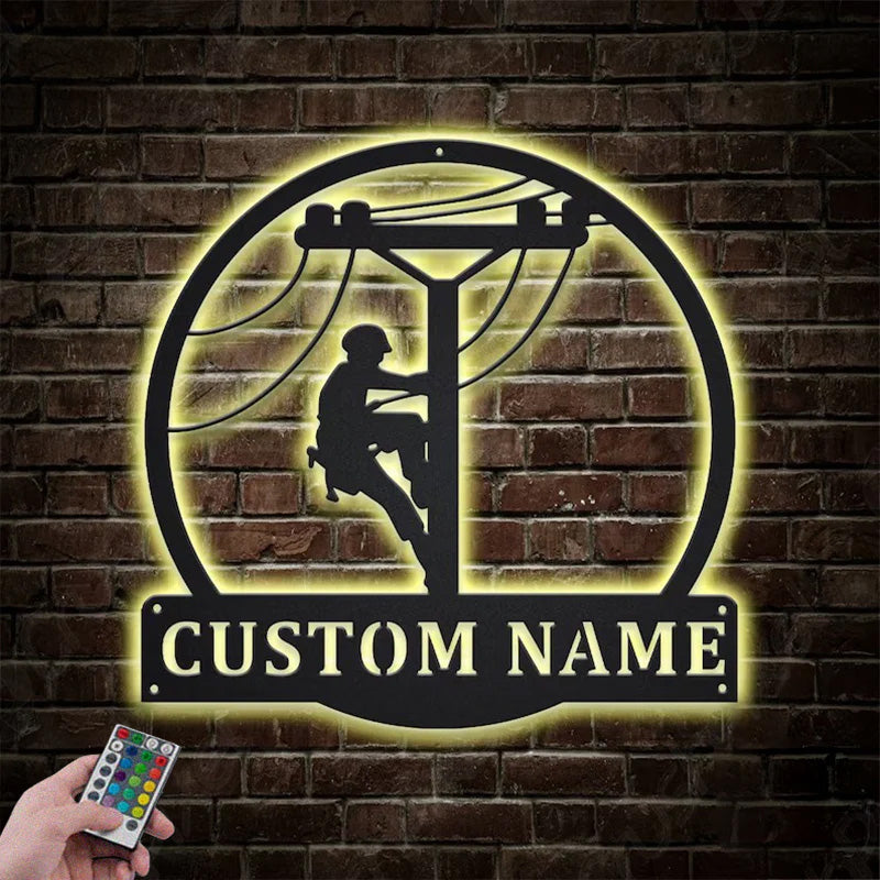 Custom Name Line Work Metal Wall Signs With RGB Led Light