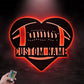 Custom Name Love Football, Metal Wall Signs With RGB Led Light