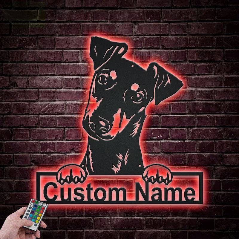Custom Name Manchester Terrier Dog Metal Sign With LED Lights