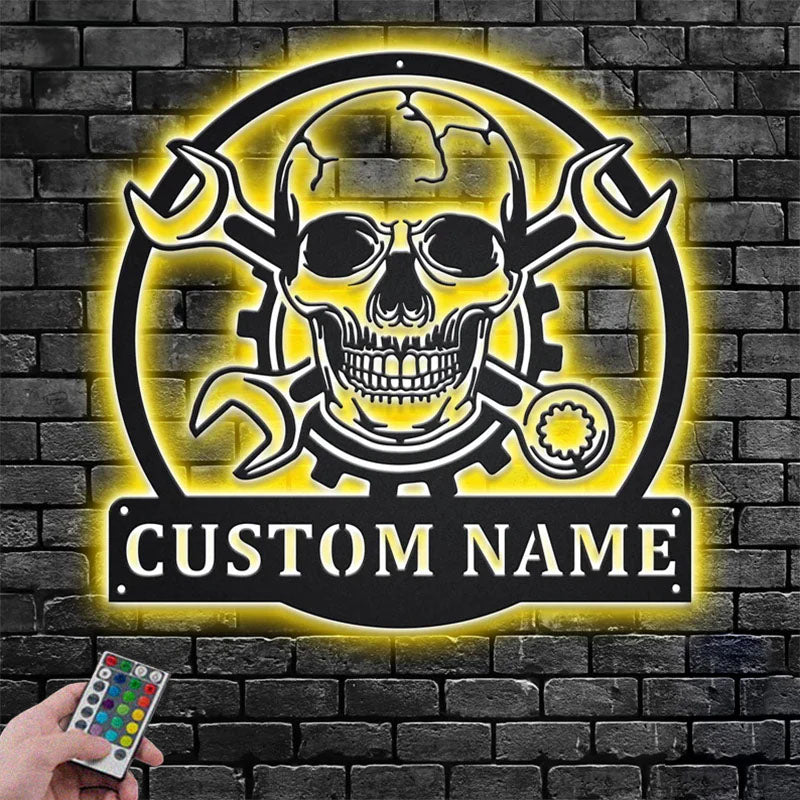 Custom Name Mechanic Name Sign Decoration For Room,Metal Wall Signs With RGB Led Light