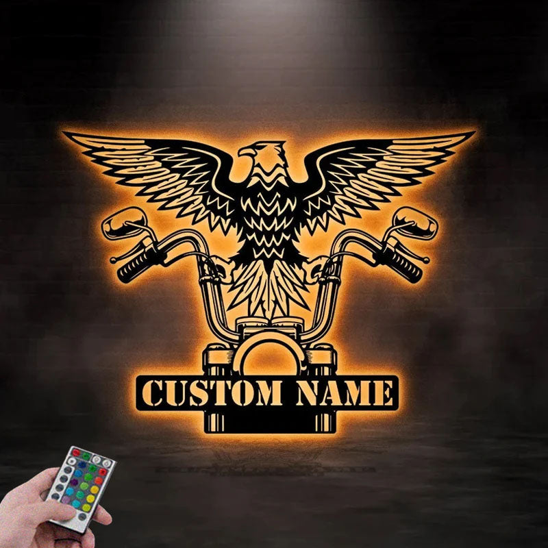 Custom Name Motocross Rider Name Sign, Metal Wall Signs With RGB Led Light