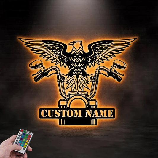 Custom Name Motocross Rider Name Sign, Metal Wall Signs With RGB Led Light