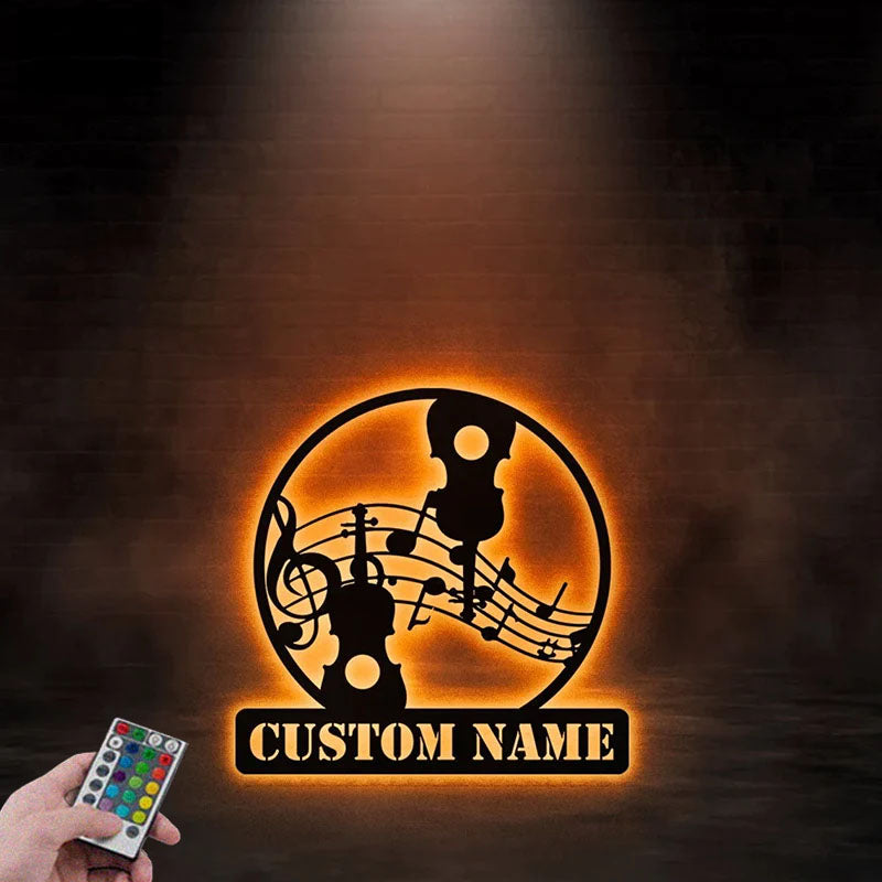 Custom Name Music Name Sign Decoration For Music Room, Metal Wall Signs With RGB Led Light