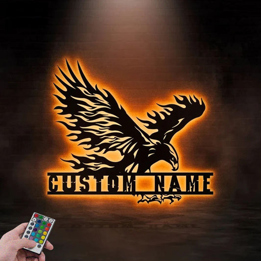 Custom Name Phoenix Name Sign, Metal Wall Signs With RGB Led Light