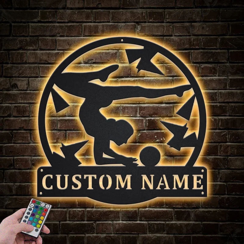 Custom Name Rhythmic Gymnastics Ball Metal Wall Signs With RGB Led Light