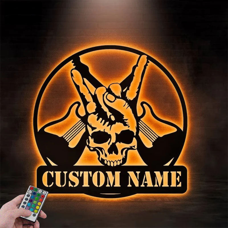 Custom Name Rock & Roll Name Sign Decoration For Room, Metal Wall Signs With RGB Led Light