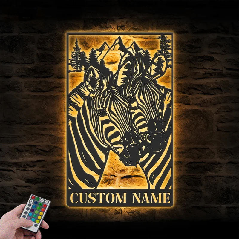 Custom Name Safari Africa Wild Animal Barn, Metal Wall Signs With RGB Led Light