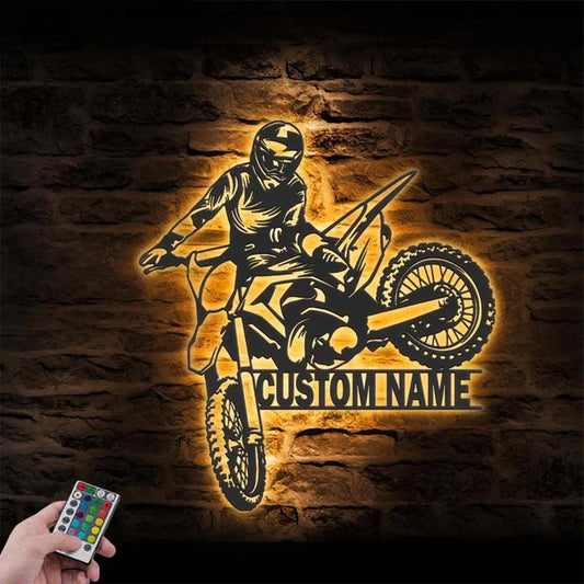 Custom Name Sign Home Motorcycle Decor Rider Metal Wall Signs With RGB Led Light