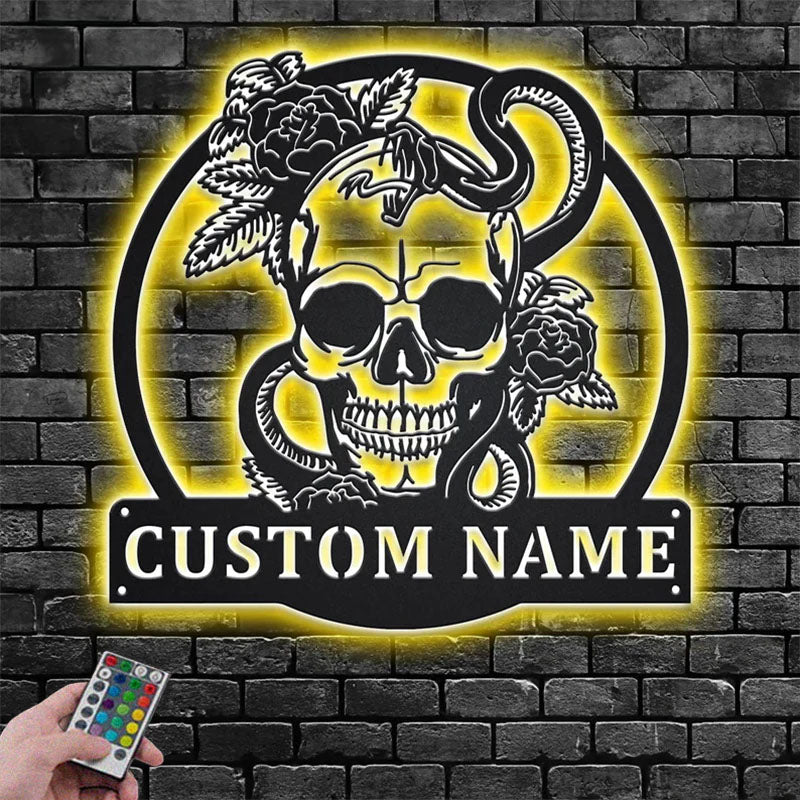 Custom Name Snake Name Sign Decoration For Room, Metal Wall Signs With RGB Led Light