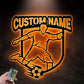Custom Name Soccer Player Metal Wall Signs With RGB Led Light