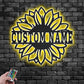 Custom Name Sunflower Name Sign Decoration For Room, Metal Wall Signs With RGB Led Light