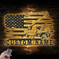 Custom Name US Lineman Bucket Truck Driver Metal Wall Signs With RGB Led Light