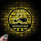 Custom Name Whiskey Glass & Cigar Metal Sign Wall Art With RGB Led Light