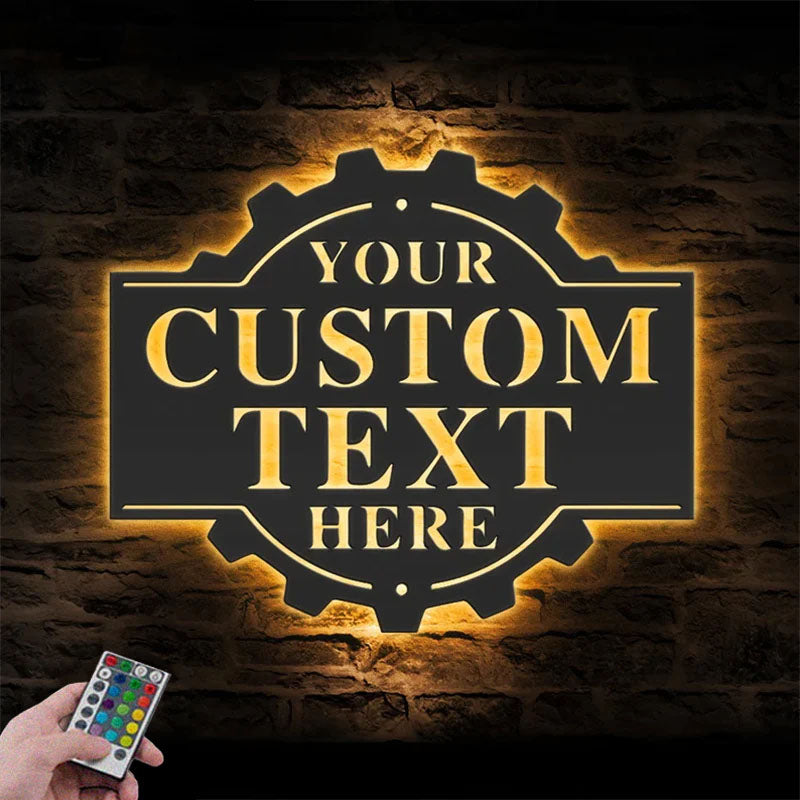 Custom Name Workshop Name Sign Home Decor Metal Wall Signs With RGB Led Light
