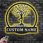 Custom Name Yoga Tree Of Life Metal Wall Signs With RGB Led Light