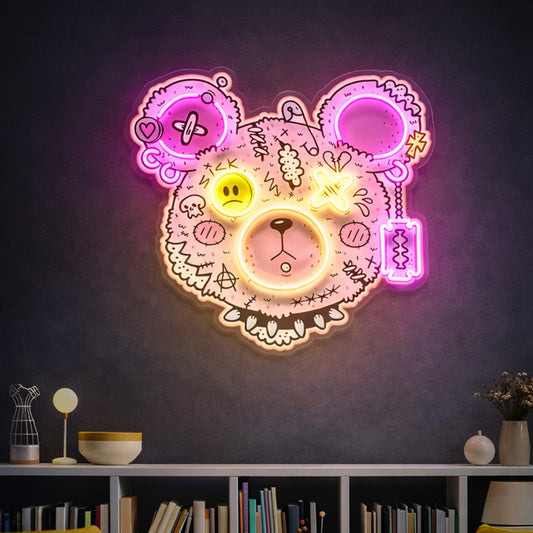 Cute Bear Neon Sign – Colorful LED Neon Wall Art