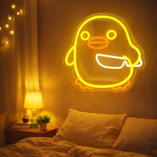 Cute Duck Neon Sign – Warm Yellow LED Neon Wall Light
