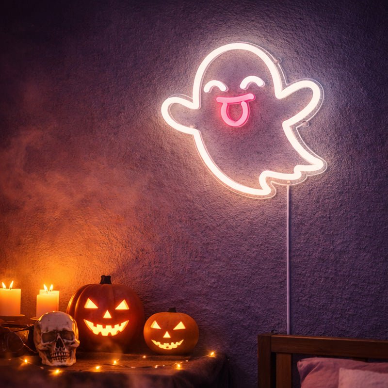 Cute Ghost Neon Sign – Playful Halloween LED Wall Light