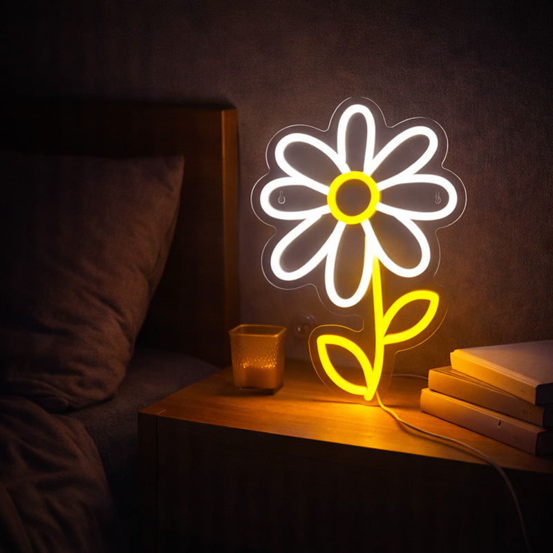 Daisy Flower Neon LED Table Light – Minimal Floral Neon Sign