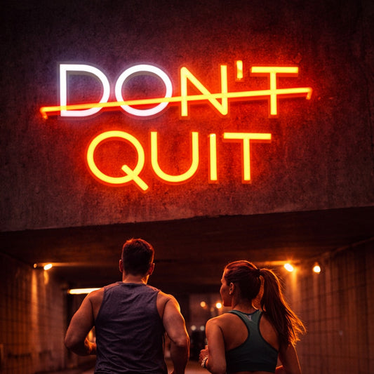Do Not Quit Neon LED Sign – Motivational Orange & White Typography Light for Home, Office & Creative Spaces