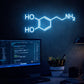 Dopamine Molecule Neon Sign – Blue Science LED Wall Light