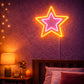 Double Star Neon Sign – Warm Yellow & Pink LED Wall Light for Cozy Bedroom Decor