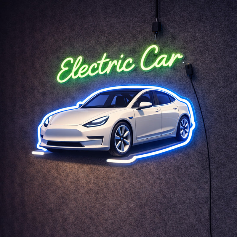 Electric Car LED Neon Sign – Modern EV Wall Light Decor