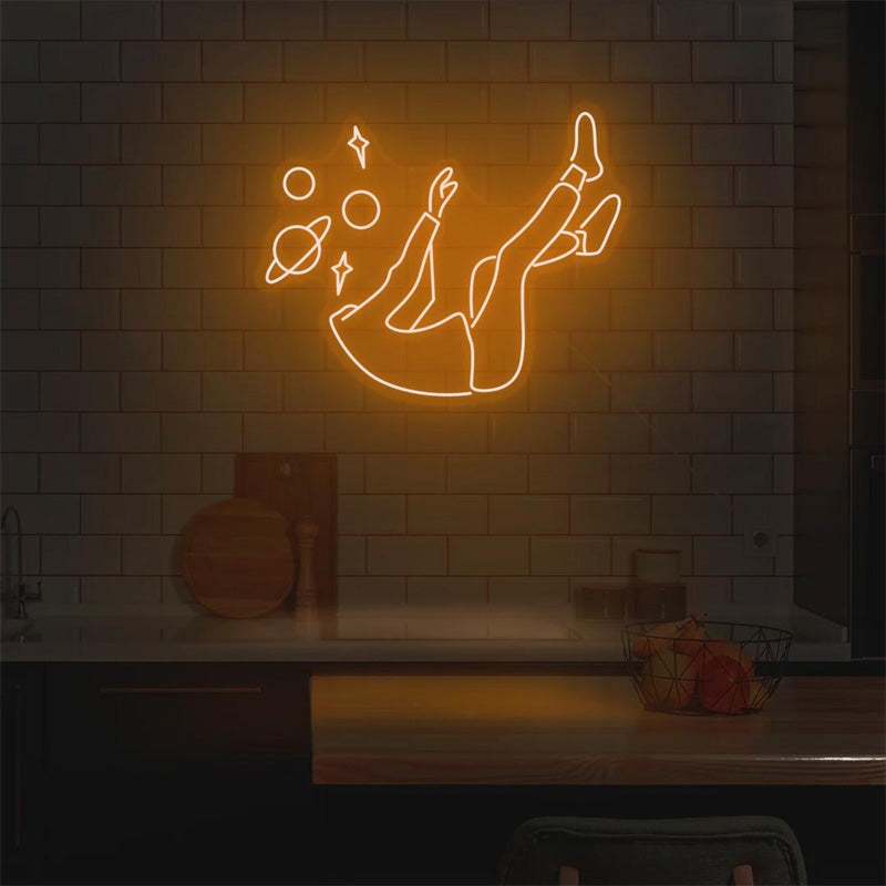 Floating Astronaut Space Line Art LED Neon Wall Decor - LEDTOT