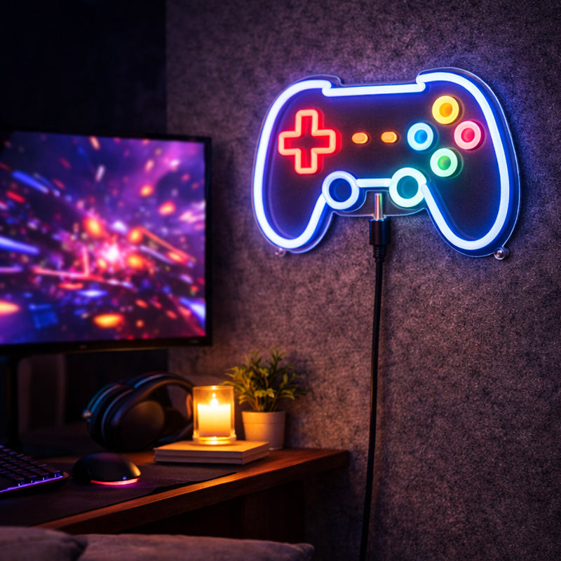 Game Controller Neon Sign – LED Gaming Wall Light for Bedroom & Game Room Decor