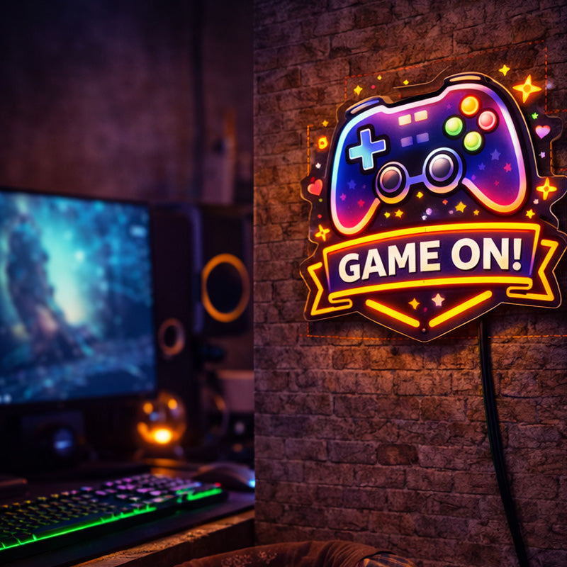 Game On LED Neon Sign – Gamer Room Wall Light Decor