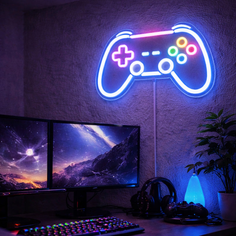 Gaming Controller Neon Sign – RGB LED Gamepad Wall Light