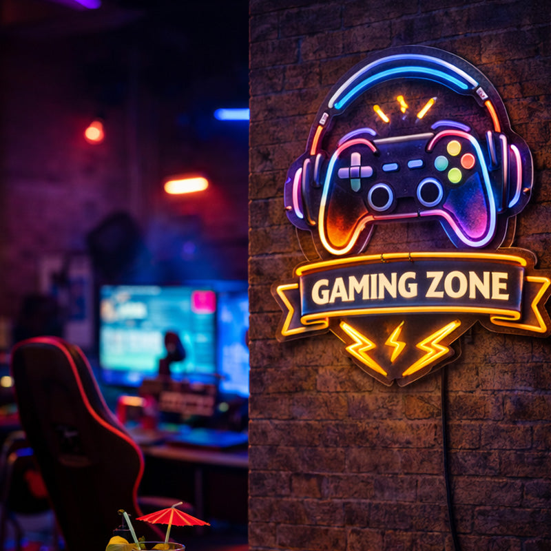 Gaming Zone LED Neon Sign – Modern Controller Wall Light Decor