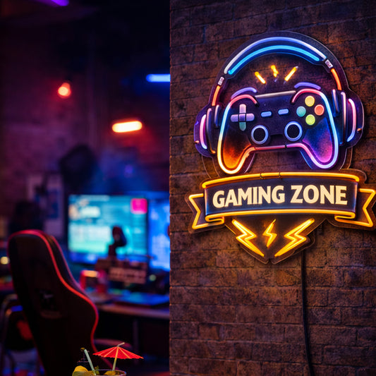 Gaming Zone LED Neon Sign – Modern Controller Wall Light Decor
