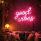 Good Vibes Neon Sign – Pink Script LED Wall Light