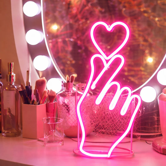 Hand Heart Neon Sign – Custom LED Neon Light Hand Shape for Bedroom Decor, Home Wall Art & Aesthetic Room