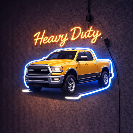 Heavy Duty Truck LED Neon Sign – Bold Pickup Wall Art for Garage & Workshop