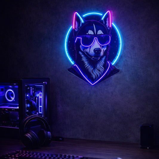 Husky Neon Sign – Cool Dog LED Neon Wall Art for Gaming & Modern Rooms