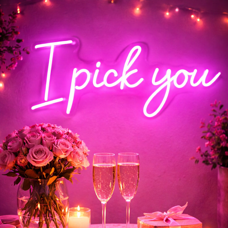 I Pick You Neon LED Sign – Romantic Pink Script Light for Bedrooms, Weddings & Gift Decor